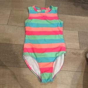 ART CLASS GIRL COLORFUL STRIPE ONE PIECE SWIM BATHING SUIT XL 14 - Picture 1 of 5