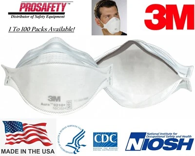 3M 9210+ AURA N95 NIOSH Disposable Particulate Protective Respirator FACE MASKS - Image 1 of 4