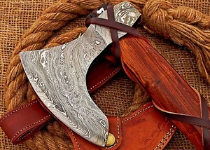 Handgeschmiedete Damast Bartaxt | Wikingeraxt | Funktionsaxt mit Scheide - Bild 1 von 6