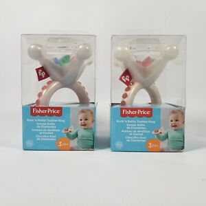 LOT OF 2 Fisher-Price Rock ‘n Rattle Teether Ring Baby Rattler and Teething Toy