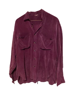 High Quality. Missing tag. 100% Silk Blouse Women's M - L, Purple Long Sleeve - Picture 1 of 3