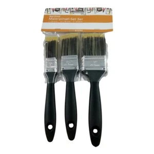 Lot de 3 Grands Pinceaux de Peinture Plats Manche Bois Bricolage Mur Plafond - Imagen 1 de 1