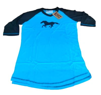 Lazyone Women Pyjama Tops PJ T-Shirts Cotton Nightshirt Sleepwear Horse D95 (B) - Image 1 of 3