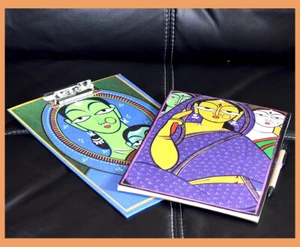 Umweltfreundliches handgefertigtes Klemmbrett mit Büttenpapierblock und Stift aus Indien - Bild 1 von 7