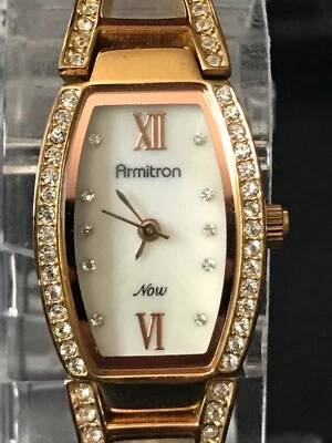 ARMITRON Now 753H Gold Tone18mm Ladies Quartz Watch Crystal Bezel, Run (Lot1962) - image 1 of 4
