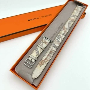 Bracelet Hermès Apple Watch double tour Della Cavalleria blanc 38 -41 mm - Photo 1 sur 8
