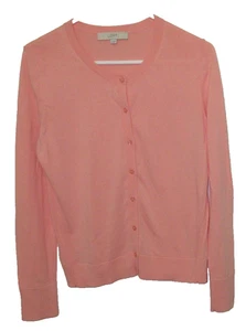 Ann Taylor Loft Lightweight 100% Cotton Long Sleeve CardiganPeach Sweater Med. - Picture 1 of 5