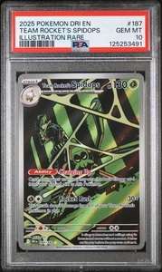 2025 Pokemon Destined Rival Team Rocket Spidops 187/182 Illustration Rare PSA 10 - Picture 1 of 3