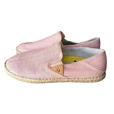 OLUKAI Bubblegum Rose Pink Linen Espadrille Slip On Loafers Beachy NWOT Sz 7W - Image 1 of 4