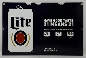 Miller Lite 21 Mittel 21 Alterskennzeichnung Pappschild - Bild 1 von 2