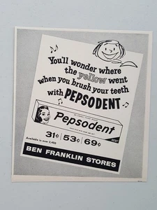 1959 Ben Franklin Stores Pepsodent Tooth Paste Sale Jingle Vtg Magazine Print Ad - Picture 1 of 1