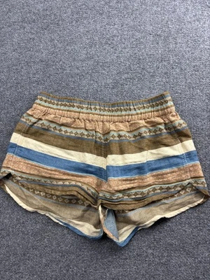 Pantalones Cortos Kavu Para Mujer Medianos Marrón Azul Rayas Algodón Boho Prendas para Exterior Informales Foto 1 de 4