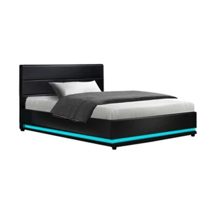 Artiss RGB LED Bed Frame King Single Size Gas Lift Base Storage Leather LUMI - Picture 1 of 7