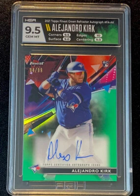 2021 Topps Finest Alejandro Kirk RC HGA 9.5/10Auto /99 Green Refractor Blue Jays - Image 1 of 2