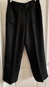 COLDWATER CREEK Pants Womens Petite M/10 Black Linen Rayon Natural Fit Wide Leg - Picture 1 of 11