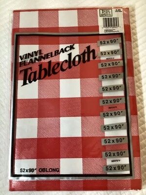 VTG 1997 Picnic Place Buffalo Plaid Flannelback Vinyl Oblong Tablecloth 52”x 90” - Image 1 of 4