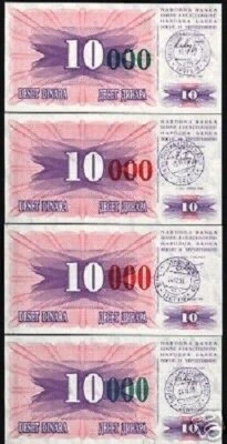 Bosnia & Herzegovina 10000 DINARA P-53 A B C D 1993 4 Overprint UNC Complete Set - Image 1 of 4