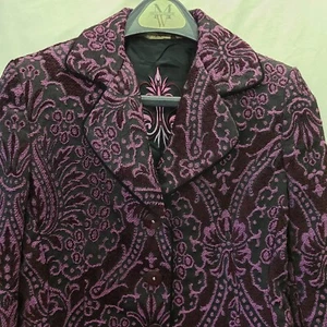Hanna & Gracie Womens Purple Floral Brocade 3 Button Front Blazer Jacket Size 6 - Picture 1 of 14