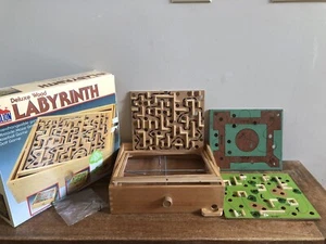 Pavilion Deluxe Wood Labyrinth 3 In 1 Board Game Vintage 1989 Cardinal Complete - Picture 1 of 18