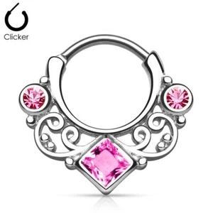 Piercing Septum Strasssteine Quadrat Rosa - Bild 1 von 1
