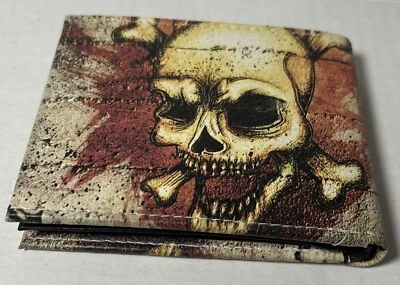New Mens Bifold Wallet Picture Skull printed exotic wallet with a gift box - Image 1 of 4