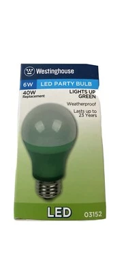 Westinghouse 03152 40-Watt Equivalent Omni A19 Green LED Party Bulb with Medium - Image 1 of 3