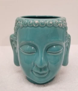 Meritage ceramic Buddha head auqa teal tiki mug stoneware micro/dishwasher safe - Picture 1 of 10