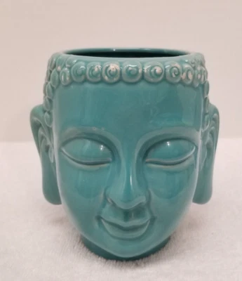 Taza Meritage cerámica cabeza de Buda auqa verde azulado tiki gres micro/apta para lavavajillas Foto 1 de 4