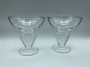 Marked France Pair of Martini Cocktail Stemware Glasses w Diamond Dimple Stems - Picture 1 of 6