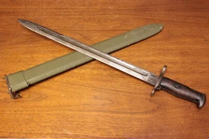 Rare US Navy cord wrap & Coated WWI M1905 Springfield Rifle Bayonet SA 1916 16" - Picture 1 of 16