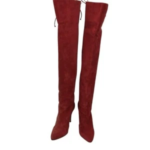 Andrea Pfister Botas de Gamuza Cuero Tacón Hasta la Rodilla para Mujer 8.5 Rojo - Imagen 1 de 13