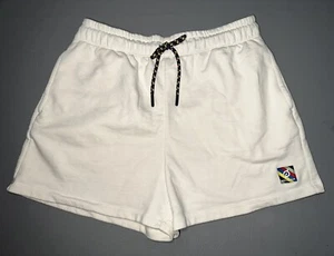 PELOTON Women's Large Drawstring Sweat Shorts 3" Inseam Cream Gym Wear Workout ! - Picture 1 of 11