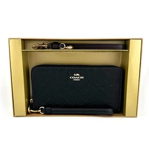 Coach Boxed Long Zip Around Wallet In Signature Leather in Black CF464 - Bild 1 von 8