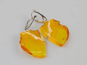 Pendientes de ámbar crudo, pendientes de ámbar hechos a mano, pendientes de ámbar, báltico - Imagen 1 de 6