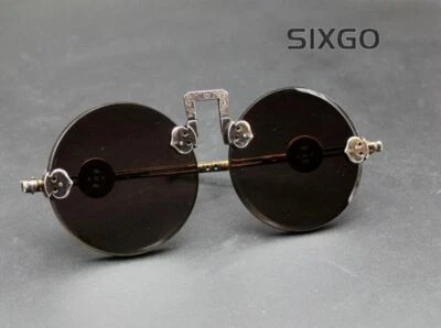 Antiguo espejo redondo chino hecho a mano gafas de sol estatua Q199 Foto 1 de 4