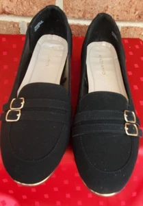 Andiamo Buckled Embellished Womens Slip On Suade Flats Loafers Shoes Black 11W - Picture 1 of 8