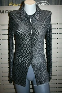 Bandanas Women Velvet Shirt AT 0120 Black New Vintage 2000s Transparent - Picture 1 of 5