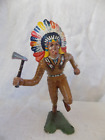 Vintage 1964 Louis Marx & Co Plastic Painted Indian Chief Toy 6 Inch