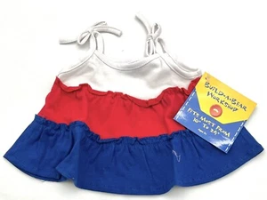 Vestido Patriótico Build-A-Bear Rojo Blanco y Azul con Volantes en Niveles EE. UU. NUEVO CON ETIQUETAS - Imagen 1 de 3