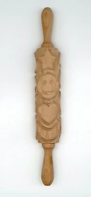 TEIGROLLE mit MUSTER / 4 Motive Prägerolle Holz Nudelholz WEIHNACHTEN PLÄTZCHEN - Bild 1 von 2