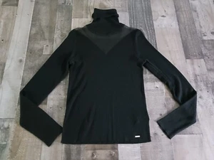 Nwot! Marciano Women's Turtle Neck Black See Through Sheer size 4 Long Sleeve - Picture 1 of 12