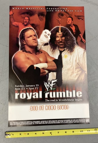 1/23/00 WWF Royal Rumble Poster - 17x11 - The Rock Triple H Big Show Kurt Angle+ Cover