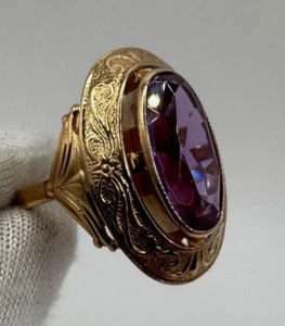 Vintage Sowjetische UdSSR schöner 14K 583 GOLD Ring Stein top 6,49g - 7,25 Gr. - Bild 1 von 11
