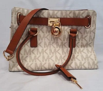 Michael Kors Signature Cream Tan Hamilton Satchel VGC      N44 - Image 1 of 4