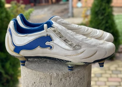 Puma PowerCat 1.10 SG White Blue Kangaroo Leather Soccer Cleats Size US7,5 UK6,5 - Image 1 of 4