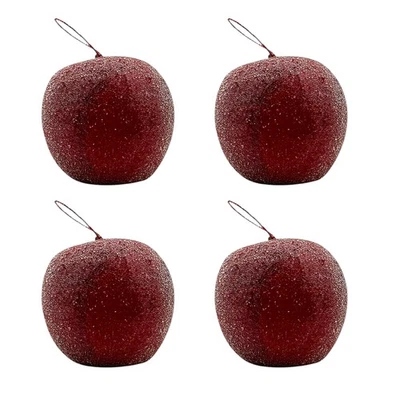 Deko Äpfel Rot/vereist im 4er Set Ø ca. 6 cm Weihnachten Gesteck Gestecke  - Bild 1 von 3
