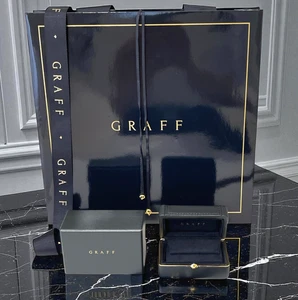 GRAFF kleine Ohrringbox schwarz Leder Schmuckkästchen mit Geschenktüte & Umkarton Set - Bild 1 von 22