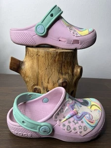 Crocs Fun Lab Unicorn Pink Childrens Size C11  Clogs with Strap - Picture 1 of 12