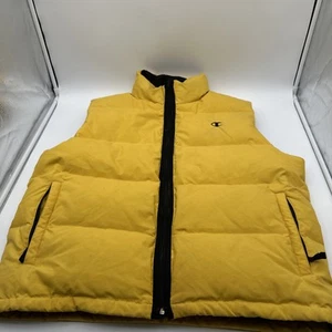 Champion Mens Puffer Jacket Vest Sz XXL Full Zip Yellow Zip Pockets Vtg 90s Y2k - Picture 1 of 10