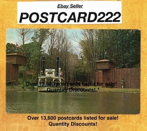 MA Agawam 1960s vintage postcard RIVERSIDE PARK BOAT INDIAN VILLAGE MASS - Picture 1 of 1